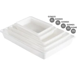 GILAC Bac plat Sans couvercle blanc plastique 48,5x33,5x7,5 cm 8 L fond plein parois pleines Discount