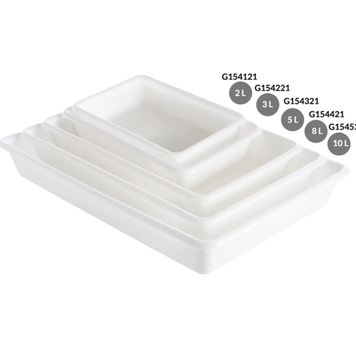 GILAC Bac plat Sans couvercle blanc plastique 48,5x33,5x7,5 cm 8 L fond plein parois pleines Discount