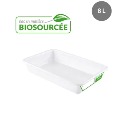 Bac plat Sans couvercle blanc plastique 48,5x33,5x7,5 cm 8 L fond plein parois pleines - GILAC Hot