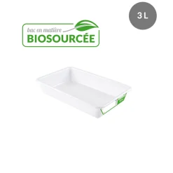 GILAC Bac plat Sans couvercle blanc plastique 34,7x23x7 cm 3 L fond plein parois pleines Outlet
