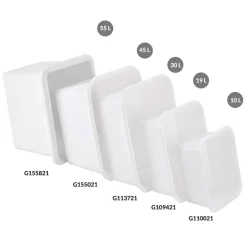 Bac profond Sans couvercle blanc plastique 37x31x16 cm 10 L fond plein parois pleines - GILAC Outlet