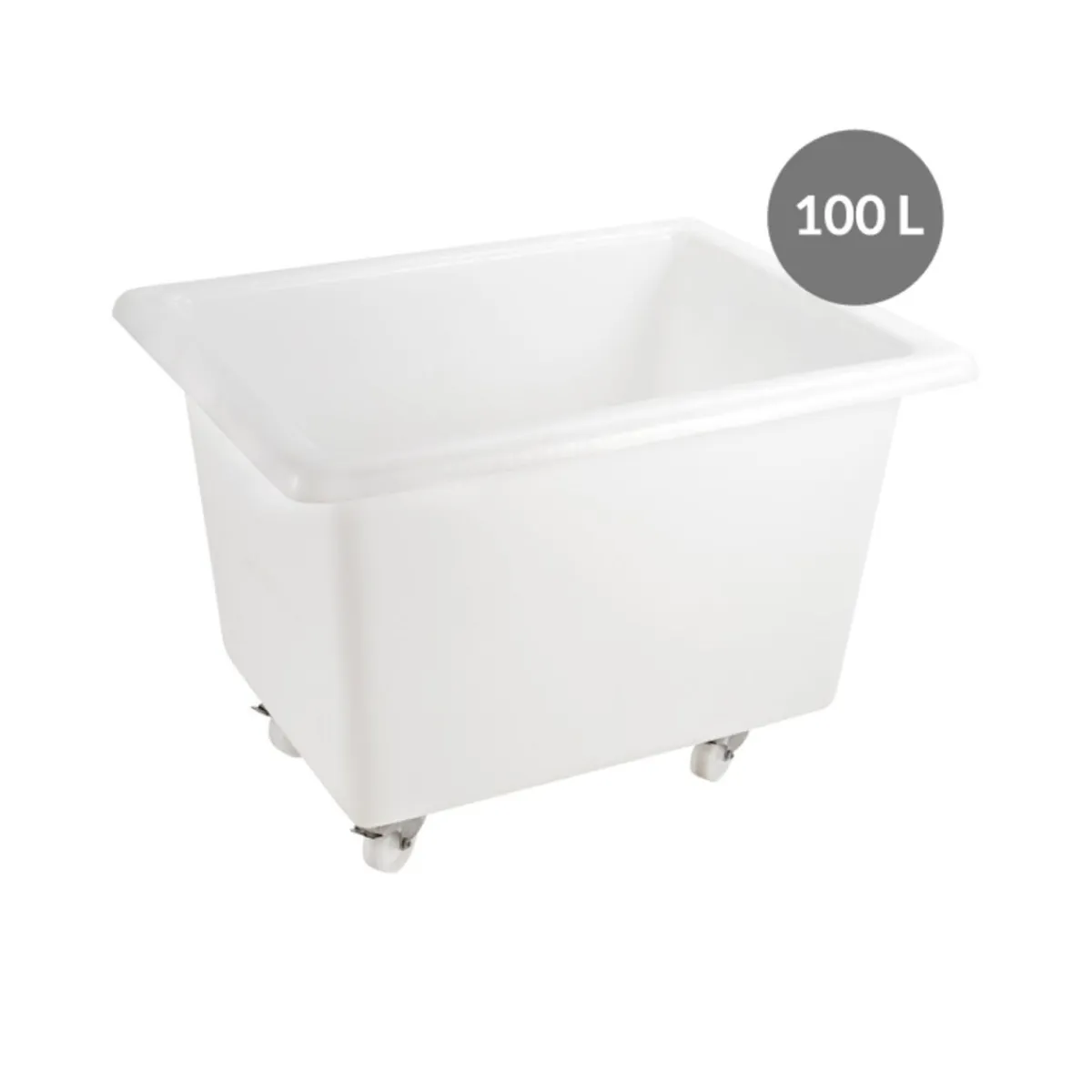 GILAC Bac à 2 roues fixes et 2 roues à freins Sans couvercle blanc plastique 69x53,5x61 cm 100 L fond plein parois pleines Best
