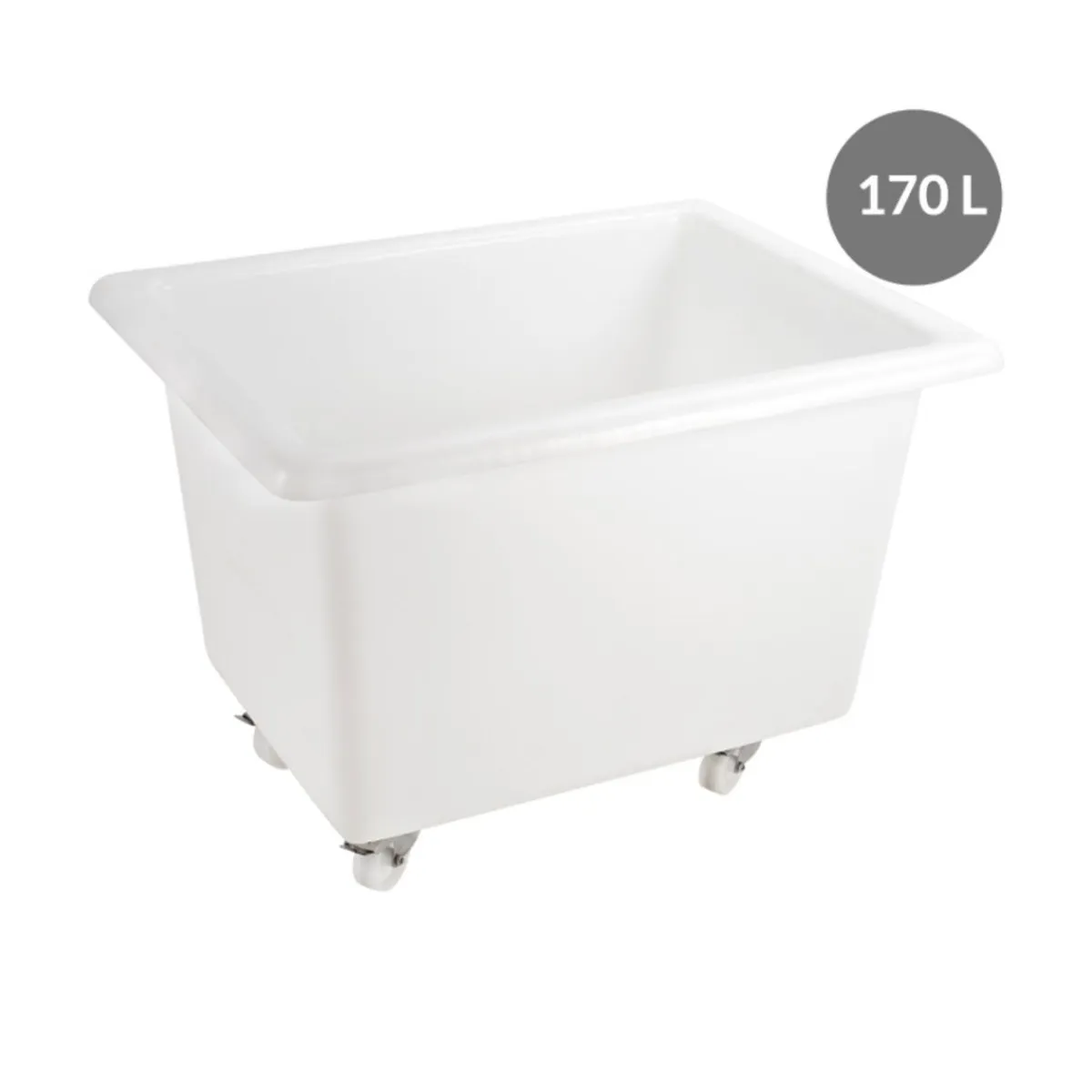 GILAC Bac à 2 roues fixes et 2 roues à freins Sans couvercle blanc plastique 83x62,5x64 cm 170 L fond plein parois pleines Discount