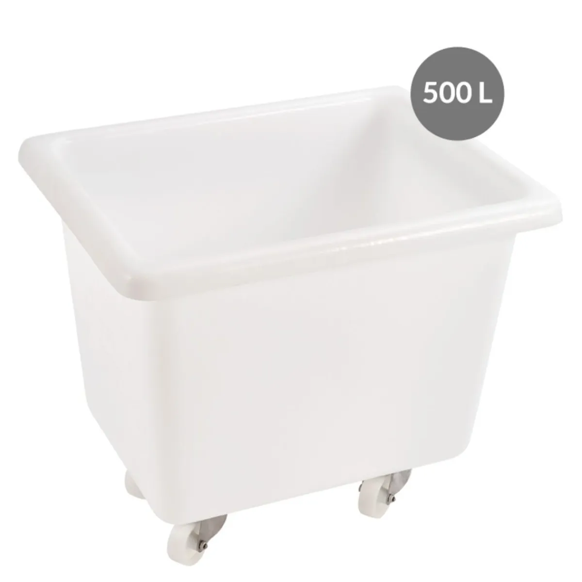 GILAC Bac à 2 roues fixes et 2 roues à freins Sans couvercle blanc plastique 120x80x98,5 cm 500 L fond plein parois pleines Clearance