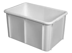 Bac Sans couvercle blanc plastique 60x40x31,5 cm 55 L fond plein parois pleines - GILAC Discount