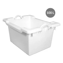 GILAC Bac Sans couvercle blanc plastique 76x58x46,5 cm 100 L fond plein parois pleines Discount