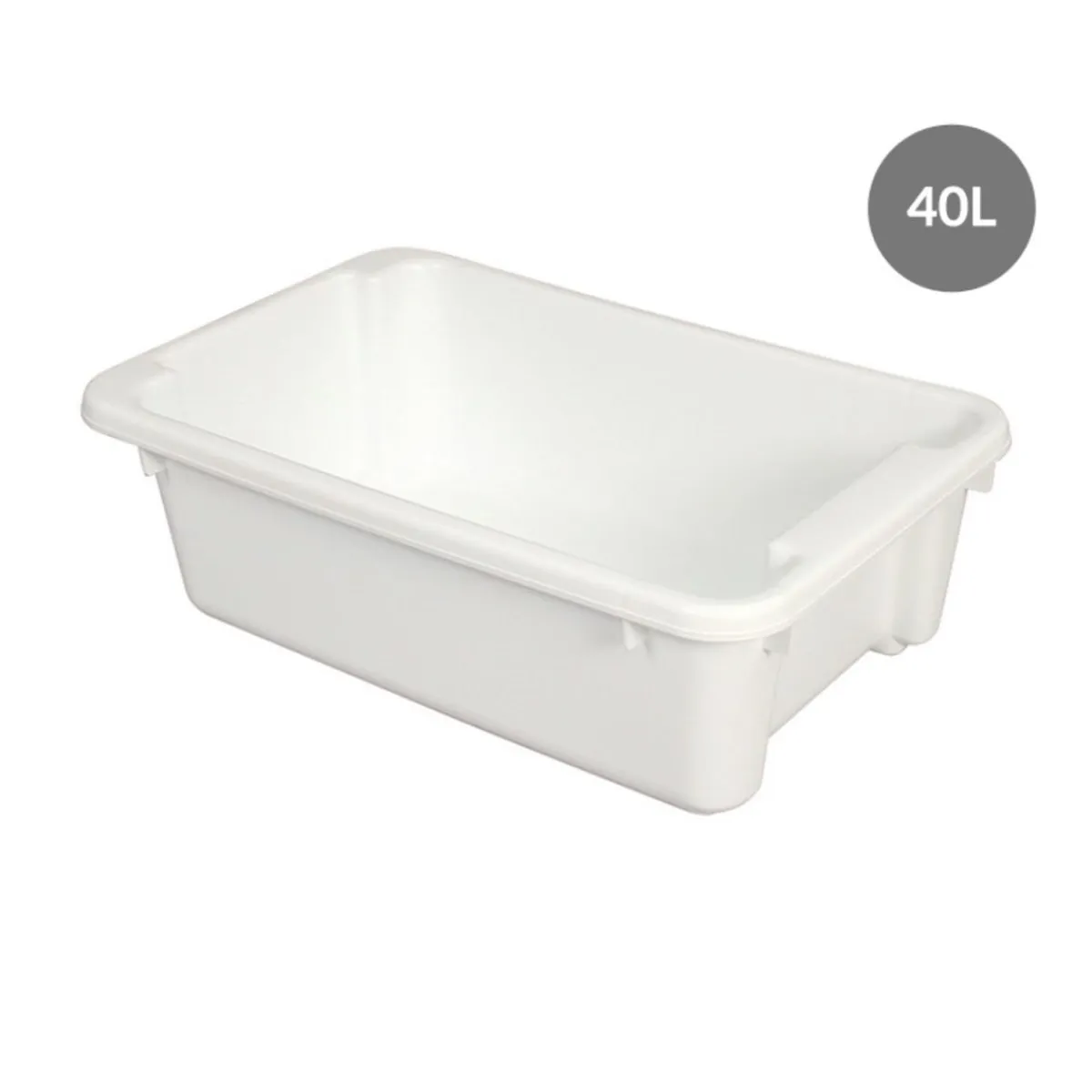 GILAC Bac Sans couvercle blanc plastique 67x42x21 cm 40 L fond plein parois pleines Discount