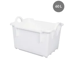 GILAC Bac Sans couvercle blanc plastique 64x44,5x43,5 cm 60 L fond plein parois pleines