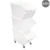 Bacs à ingrédients plastique blanc 56,5x31,5x99 cm 30 L Avec couvercle Avec roues (3 pièces) - GILAC Best