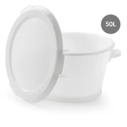 GILAC Baquet Sans couvercle blanc plastique Ø 55 cm 62x54,5x34 cm 50 L fond plein parois pleines