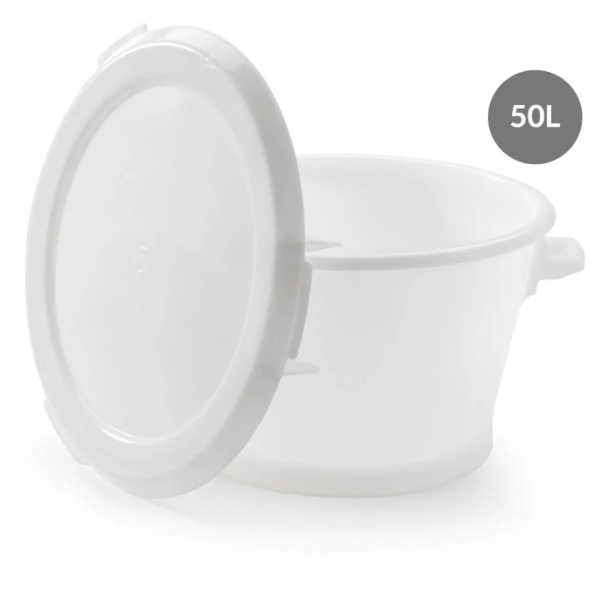 GILAC Baquet Sans couvercle blanc plastique Ø 55 cm 62x54,5x34 cm 50 L fond plein parois pleines