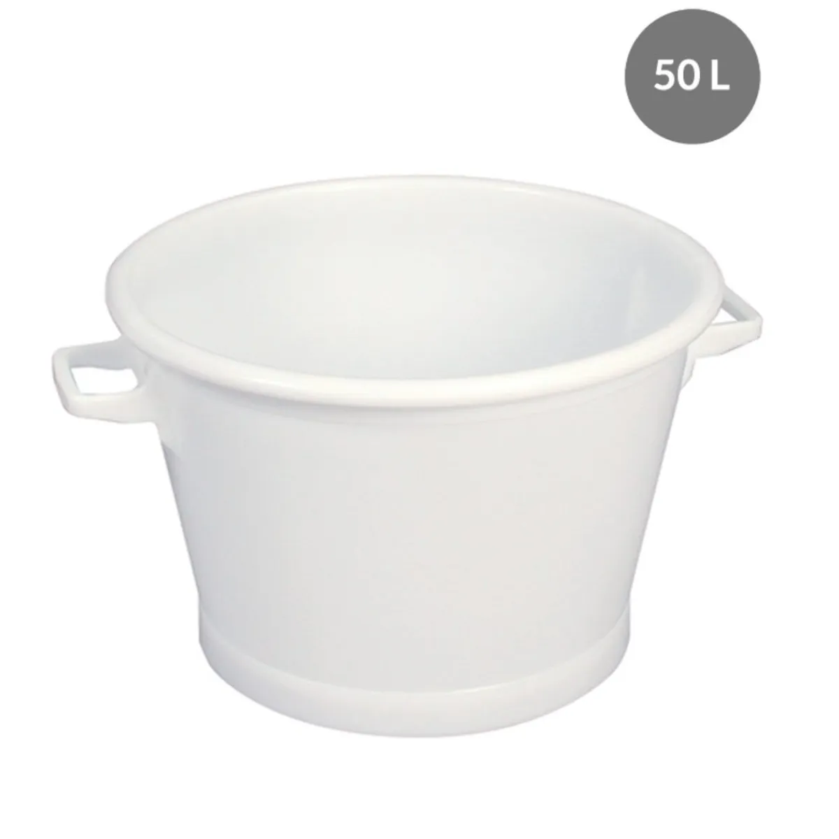 GILAC Baquet Sans couvercle blanc plastique Ø 55 cm 62x54,5x34 cm 50 L fond plein parois pleines