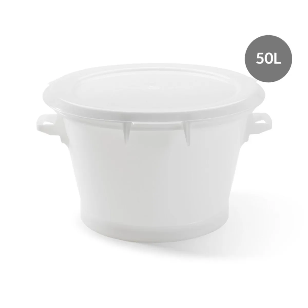 GILAC Baquet Sans couvercle blanc plastique Ø 55 cm 62x54,5x34 cm 50 L fond plein parois pleines