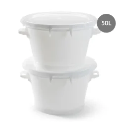 GILAC Baquet Sans couvercle blanc plastique Ø 55 cm 62x54,5x34 cm 50 L fond plein parois pleines