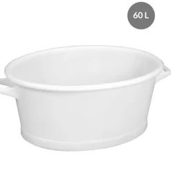 Baquet Sans couvercle blanc plastique 74x49x28,6 cm 60 L fond plein parois pleines - GILAC Online