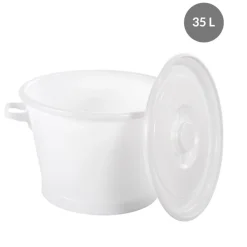 Baquet Sans couvercle blanc plastique 55x47,5x31,5 cm 35 L fond plein parois pleines - GILAC Online