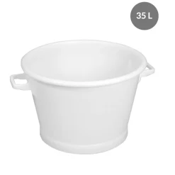 Baquet Sans couvercle blanc plastique 55x47,5x31,5 cm 35 L fond plein parois pleines - GILAC Online