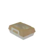 Barquette rectangulaire beige 17,5x13x6 cm 500 ml (50 pièces) - EARTH ESSENTIALS Outlet