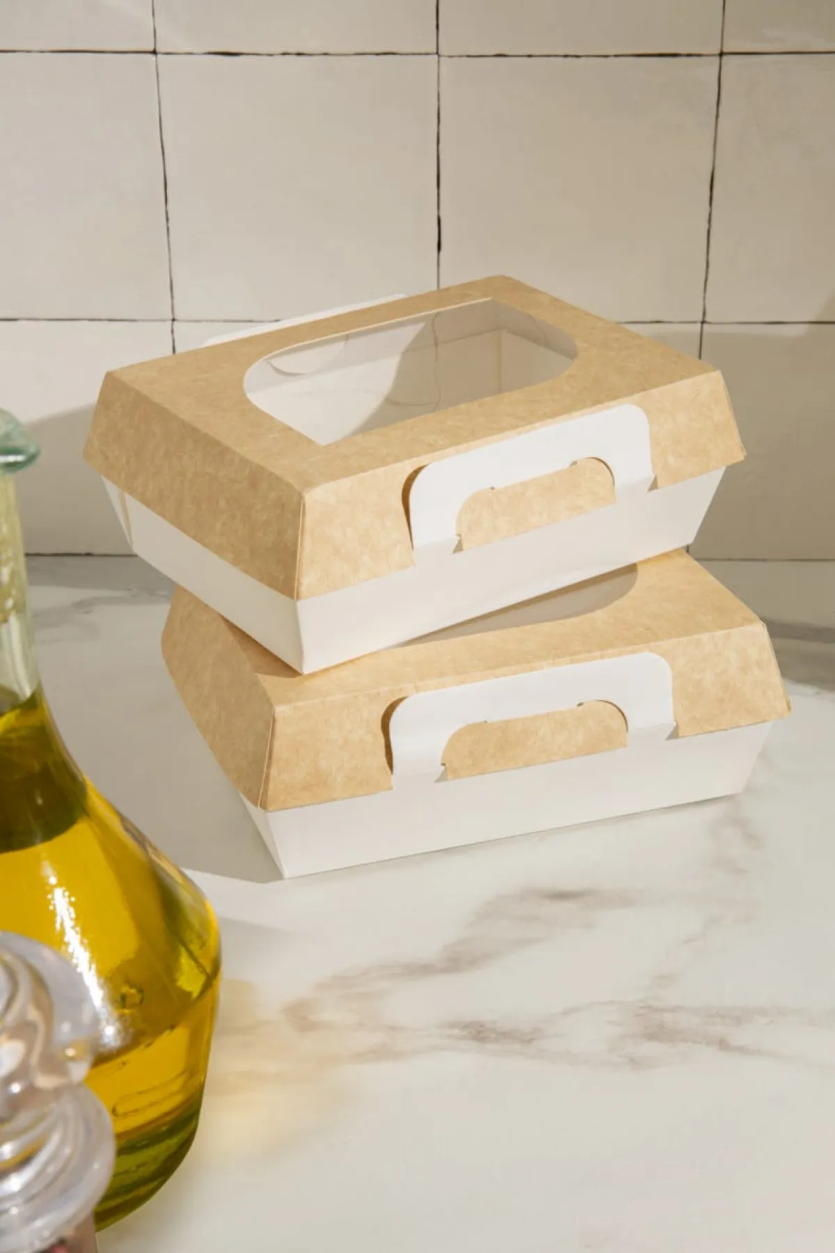 Barquette rectangulaire beige 17,5x13x6 cm 500 ml (50 pièces) - EARTH ESSENTIALS Outlet