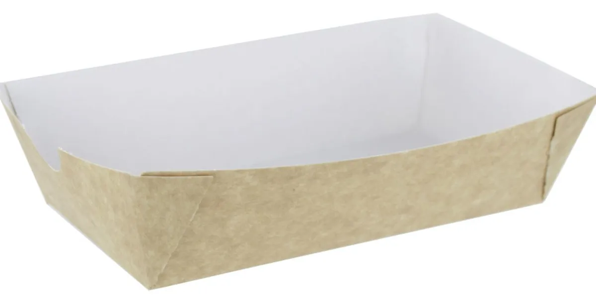 HUHTAMAKI Barquette rectangulaire beige 15,5x8,5x3,7 cm 40 cl (500 pièces) Hot