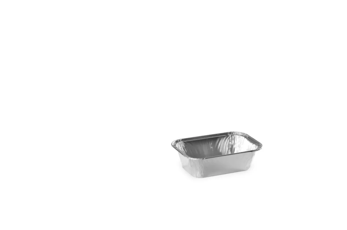 Barquette rectangulaire gris aluminium 12,9x8,7x4 cm 22,5 cl (100 pièces) - Aucune Outlet
