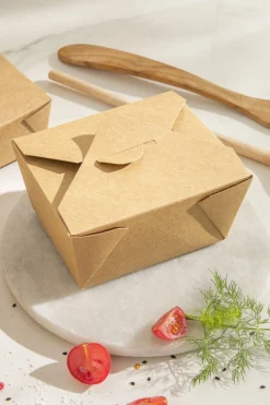 Barquette rectangulaire kraft 21,5x15,7x5 cm 1500 ml (50 pièces) - EARTH ESSENTIALS Discount