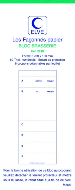Bloc brasserie blanc papier 25,9x10 cm (10 pièces) - Aucune Sale