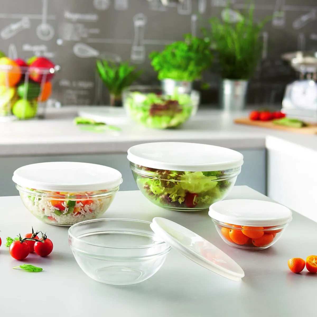 LUMINARC Bol avec couvercle rond transparent verre trempé Ø 14 cm Caps Online