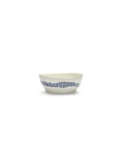 Bol rond blanc swirl - stripes bleu grès émaillé Ø 18 cm Feast By Ottolenghi - SERAX Clearance