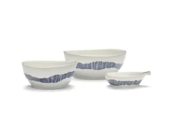 Bol rond blanc swirl - stripes bleu grès émaillé Ø 16 cm Feast By Ottolenghi - SERAX Clearance