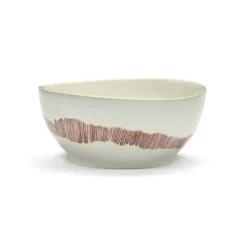 SERAX Bol rond blanc swirl - stripes rouge grès émaillé Ø 16 cm Feast By Ottolenghi Clearance