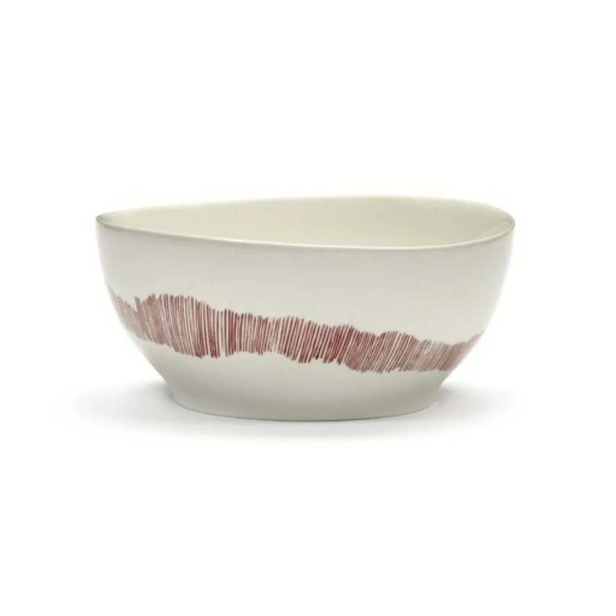 SERAX Bol rond blanc swirl - stripes rouge grès émaillé Ø 16 cm Feast By Ottolenghi Clearance