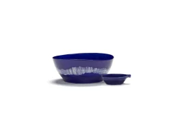 SERAX Bol rond lapis lazuli swirl - stripes blancs grès émaillé Ø 18 cm Feast By Ottolenghi Clearance