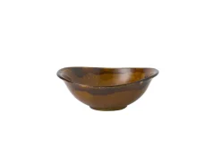 DUDSON Bol à salade ovale marron porcelaine vitrifiée 19,9 cm Harvest Outlet