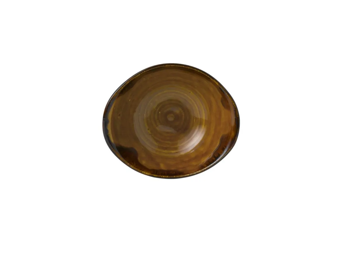 DUDSON Bol à salade ovale marron porcelaine vitrifiée 19,9 cm Harvest Outlet