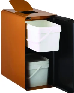 Borne de tri sélectif biodéchets 2 x 20L acier 40 L blanc Cubatri - ROSSIGNOL Hot