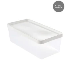 GILAC Boîte hermétique Avec couvercle blanc plastique 22x11x7,5 cm 1,2 L fond plein parois pleines Best