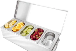 ZEPE Boîte à ingrédients inox 57x19x18 cm Avec couvercle Sale