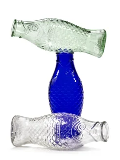 Bouteille irrégulier bleu verre 1 L Fish&fish - SERAX Best