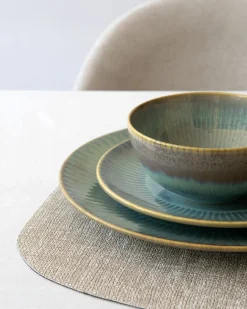 Bowl rond bleu vert grès émaillé Ø 14 cm Lotus - ACCOLADE Discount