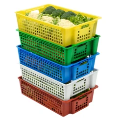 Caisse ajourée emboîtable empilable Sans couvercle bordeaux plastique 60x38x15,5 cm 28 L fond ajouré parois ajourées - GILAC Best