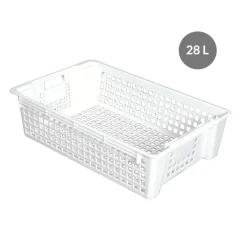 GILAC Caisse ajourée emboîtable empilable Sans couvercle blanc plastique 60x38x15,5 cm 28 L fond ajouré parois ajourées