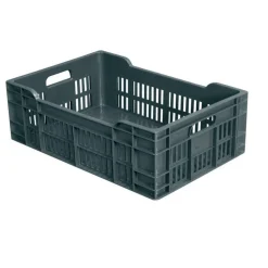 GILAC Caisse ajourée fond plein Sans couvercle gris plastique 60x40x20 cm 40 L fond plein parois ajourées New