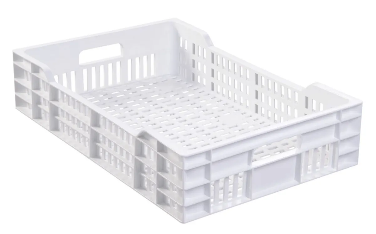 Caisse ajourée Sans couvercle blanc plastique 60x40x13,5 cm 25 L fond ajouré parois ajourées - GILAC Online
