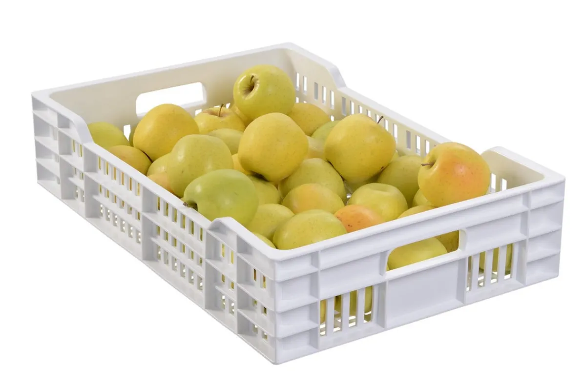 Caisse ajourée Sans couvercle blanc plastique 60x40x13,5 cm 25 L fond ajouré parois ajourées - GILAC Online