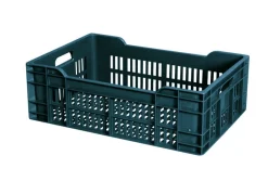 Caisse ajourée Sans couvercle gris plastique 60x40x20 cm 40 L fond ajouré parois ajourées - GILAC Hot