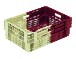 GILAC Caisse ajourée Sans couvercle bordeaux plastique 60x40x19,1 cm 35 L fond ajouré parois ajourées