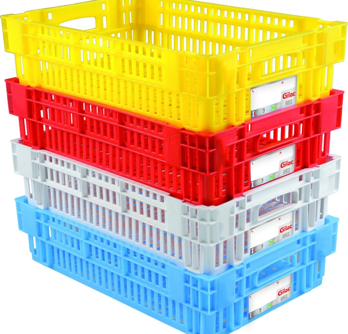 GILAC Caisse ajourée Sans couvercle blanc plastique 60x40x14,6 cm 27 L fond ajouré parois ajourées Hot