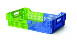 GILAC Caisse ajourée Sans couvercle bleu plastique 60x40x15,3 cm 27 L fond ajouré parois ajourées Best