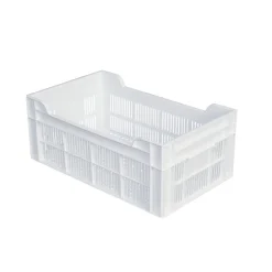 Caisse ajourée Sans couvercle blanc plastique 50x30x20 cm 20 L fond ajouré parois ajourées - GILAC